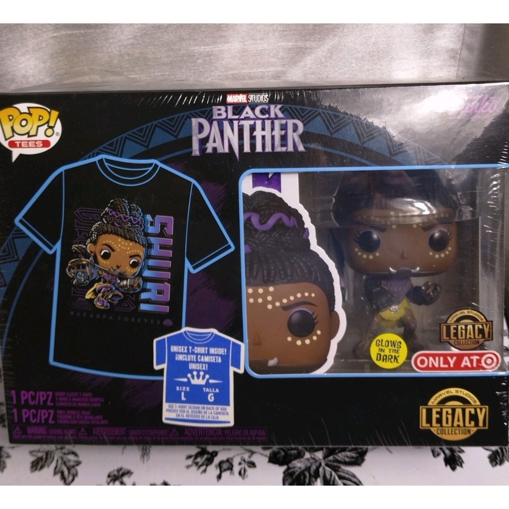 Funko Pop! Marvel‎ Black Panther Shuri, Glow In The Dark Figure & T-shirt Size L